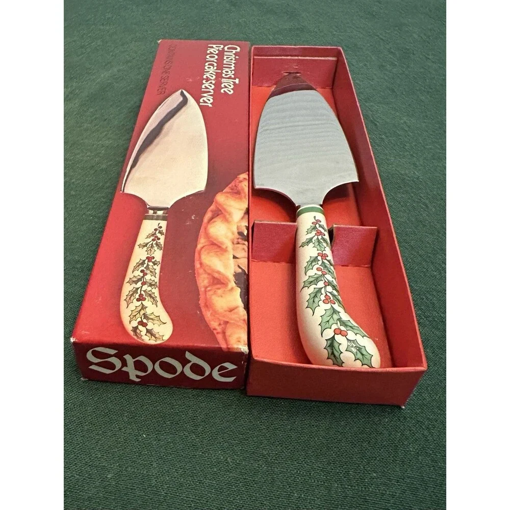 Vintage Spode Christmas Tree Pie Cake Server George Butler Sheffield England Box